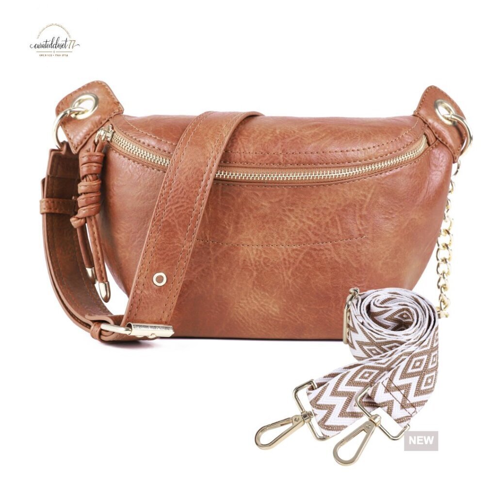 Adjustable Strap Fanny Pack Crossbody Bag PU Leather Travel Waist Pack